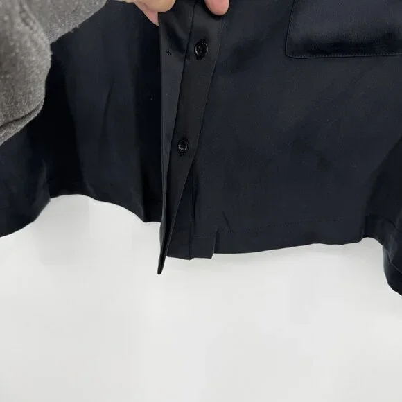 Quince Washable Silk Pajama Button Up Top Size XL Women’s in Black - Picture 3 of 6